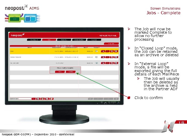 AIMS Screen Simulations Jobs - Complete Ø The Job will now be marked Complete