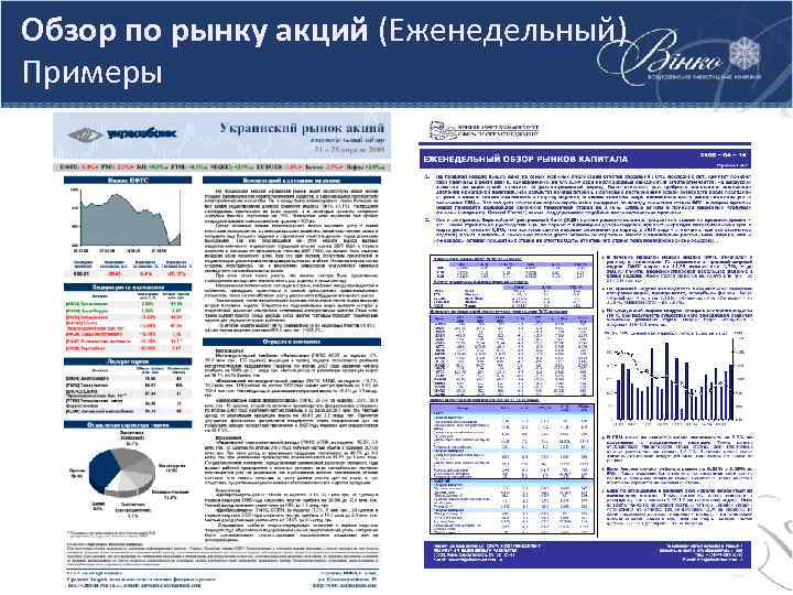Обзор по рынку акций (Еженедельный) Примеры 