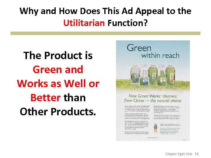 Why and How Does This Ad Appeal to the Utilitarian Function? The Product is