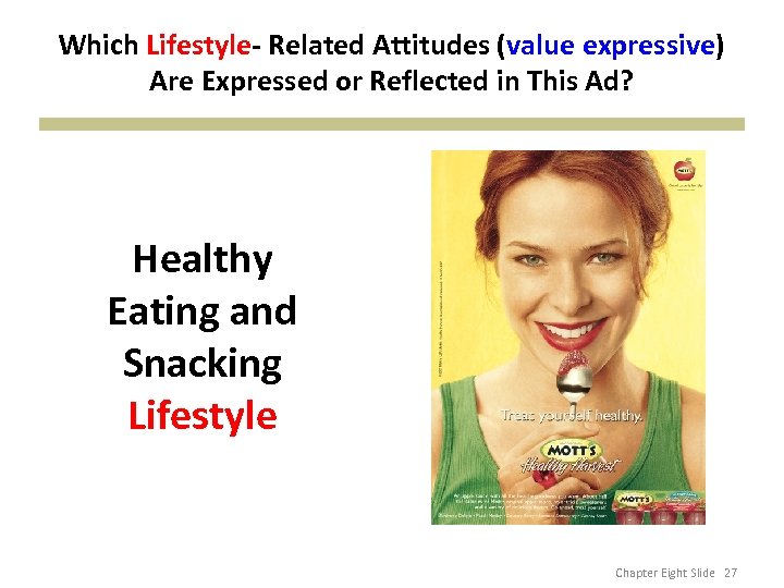 Which Lifestyle- Related Attitudes (value expressive) Are Expressed or Reflected in This Ad? Healthy