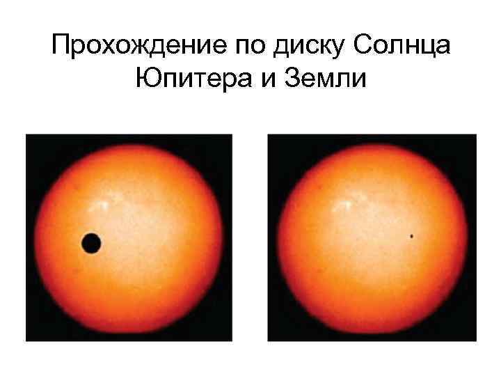 Прохождение по диску Солнца Юпитера и Земли 