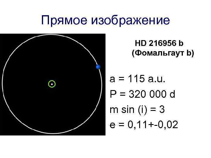 Прямое изображение HD 216956 b (Фомальгаут b) a = 115 a. u. P =
