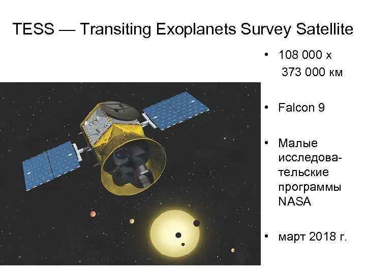 TESS — Transiting Exoplanets Survey Satellite • 108 000 x 373 000 км •