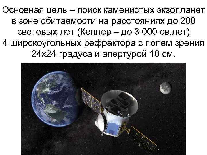 Основная цель – поиск каменистых экзопланет в зоне обитаемости на расстояниях до 200 световых