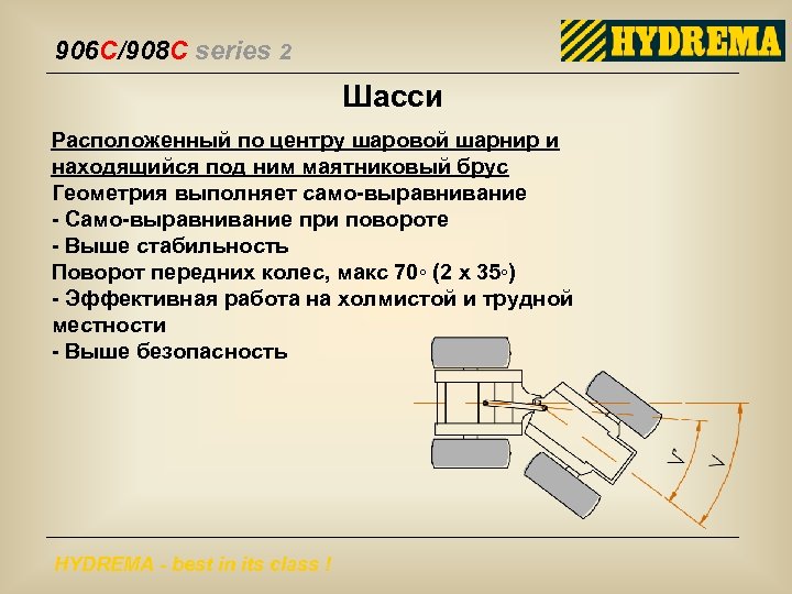 906 C/908 C series 2 Шасси Расположенный по центру шаровой шарнир и находящийся под