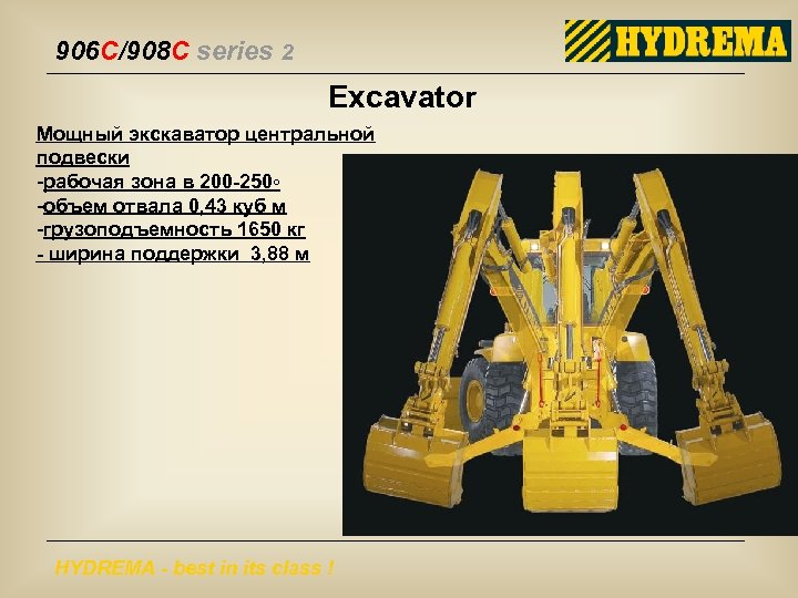 906 C/908 C series 2 Excavator Мощный экскаватор центральной подвески -рабочая зона в 200