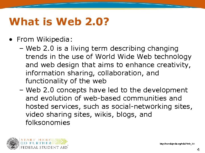 What is Web 2. 0? • From Wikipedia: – Web 2. 0 is a