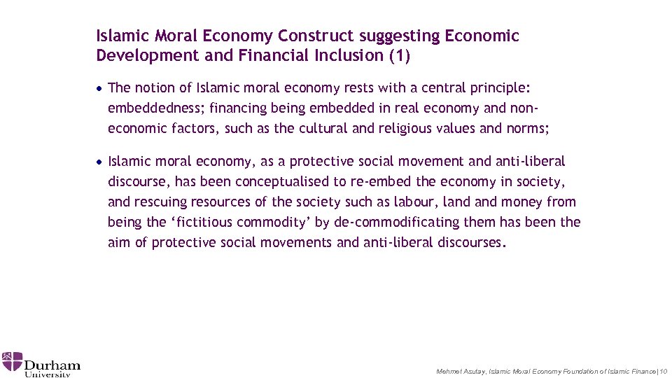 Islamic Moral Economy Construct suggesting Economic Development and Financial Inclusion (1) · The notion