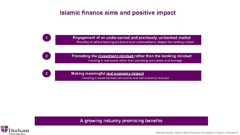 Islamic finance aims and positive impact 2 • Promoting the investment mindset rather than