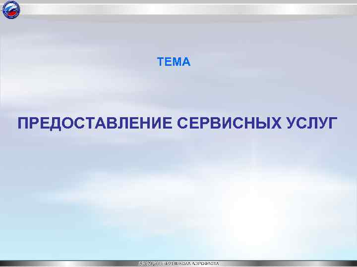 ТЕМА ПРЕДОСТАВЛЕНИЕ СЕРВИСНЫХ УСЛУГ 