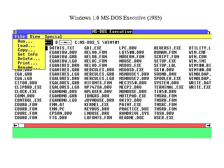 Windows 1. 0 MS-DOS Executive (1985) 