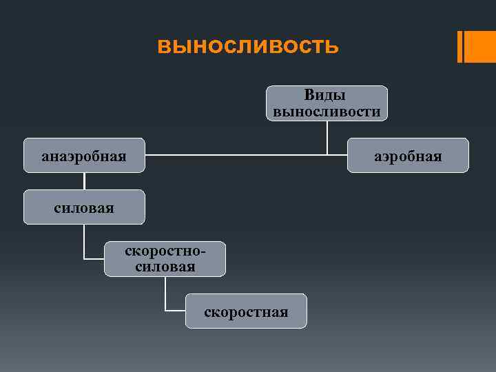 выносливость Виды выносливости анаэробная силовая скоростносиловая скоростная 