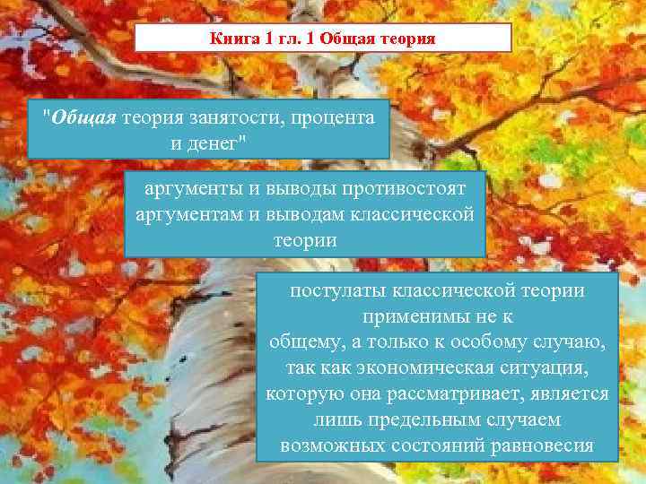 Книга 1 гл. 1 Общая теория "Общая теория занятости, процента и денег" аргументы и