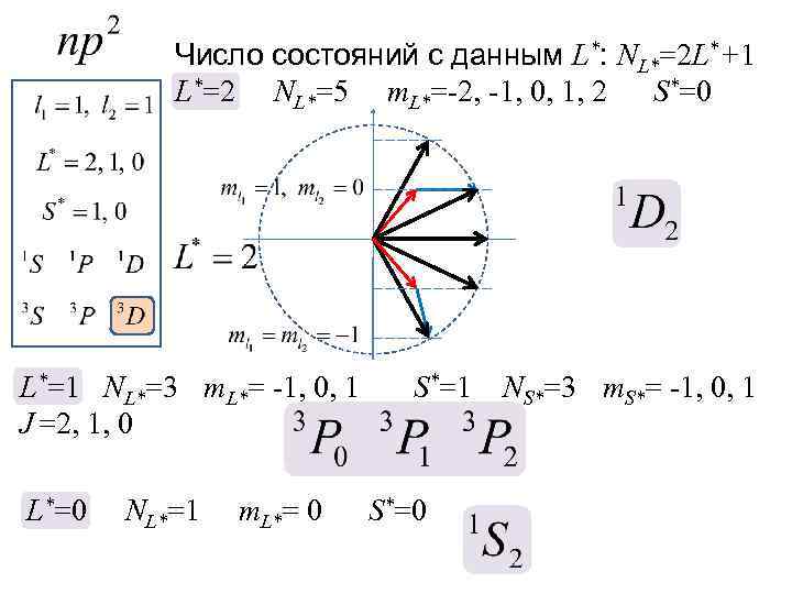 Число состояний с данным L*: NL*=2 L*+1 L*=2 NL*=5 m. L*=-2, -1, 0, 1,