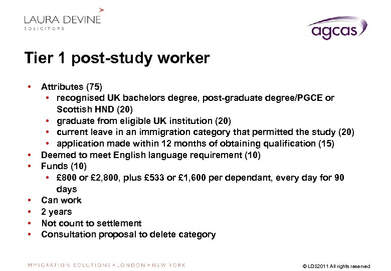 Tier 1 post-study worker • • Attributes (75) • recognised UK bachelors degree, post-graduate