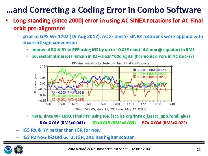 …and Correcting a Coding Error in Combo Software • Long‐standing (since 2000) error in