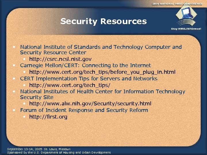 Security Resources • National Institute of Standards and Technology Computer and Security Resource Center