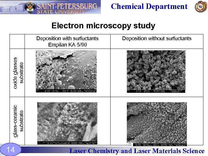 Chemical Department Electron microscopy study Deposition without surfuctants glass-ceramic substrate oxide glasses substrate Deposition