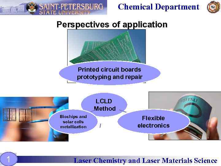 Chemical Department Perspectives of application Printed circuit boards prototyping and repair LCLD Method Biochips