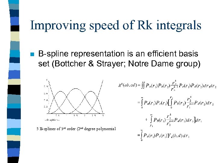 Improving speed of Rk integrals n B-spline representation is an efficient basis set (Bottcher