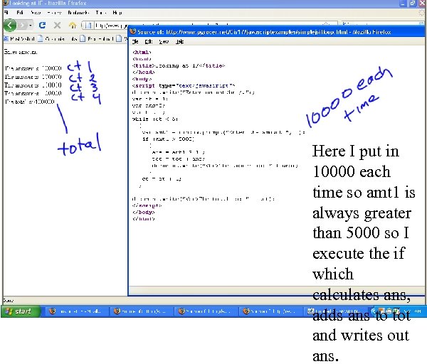Here I put in 10000 each time so amt 1 is always greater than