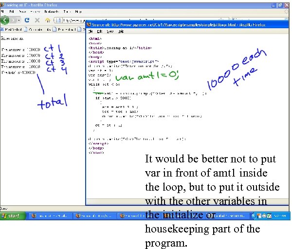 It would be better not to put var in front of amt 1 inside