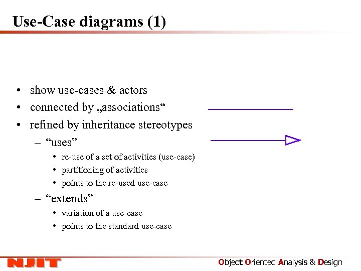 Use-Case diagrams (1) • show use-cases & actors • connected by „associations“ • refined