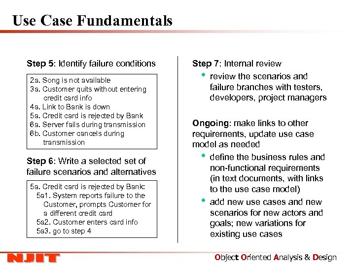 Use Case Fundamentals Step 5: Identify failure conditions 2 a. Song is not available