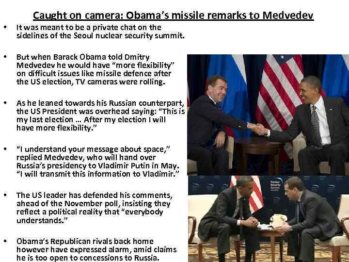 Caught on camera: Obama’s missile remarks to Medvedev • It was meant to be