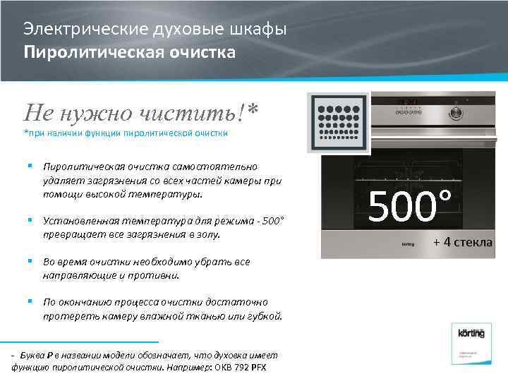 Электрические духовые шкафы Пиролитическая очистка Не нужно чистить!* *при наличии функции пиролитической очистки §