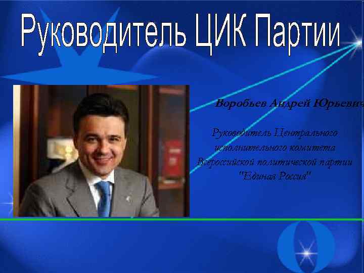 Воробьев Андрей Юрьевич Руководитель Центрального исполнительного комитета Всероссийской политической партии 