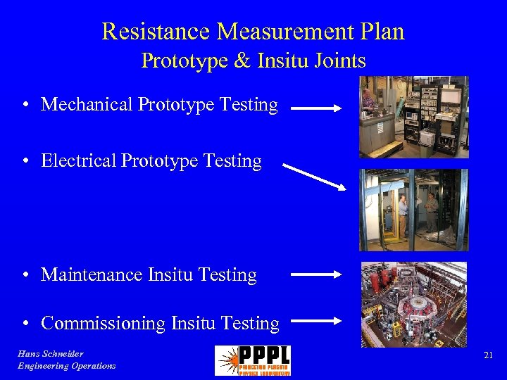 Resistance Measurement Plan Prototype & Insitu Joints • Mechanical Prototype Testing • Electrical Prototype