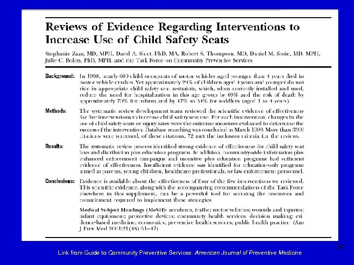 Link from Guide to Community Preventive Services: American Journal of Preventive Medicine 33 