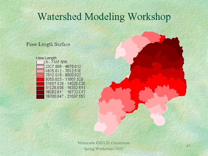 Watershed Modeling Workshop Flow Length Surface Minnesota GIS/LIS Consortium Spring Workshops 2000’ 47 