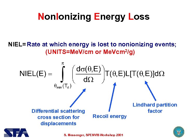 Non. Ionizing Energy Loss NIEL= Rate at which energy is lost to nonionizing events;