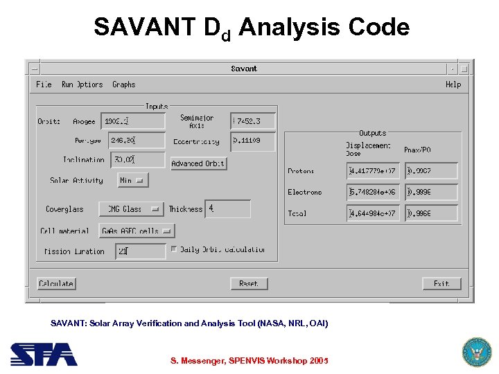 SAVANT Dd Analysis Code SAVANT: Solar Array Verification and Analysis Tool (NASA, NRL, OAI)