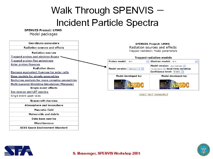 Walk Through SPENVIS – Incident Particle Spectra S. Messenger, SPENVIS Workshop 2005 