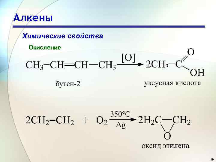 Алкены Химические свойства Окисление 46 