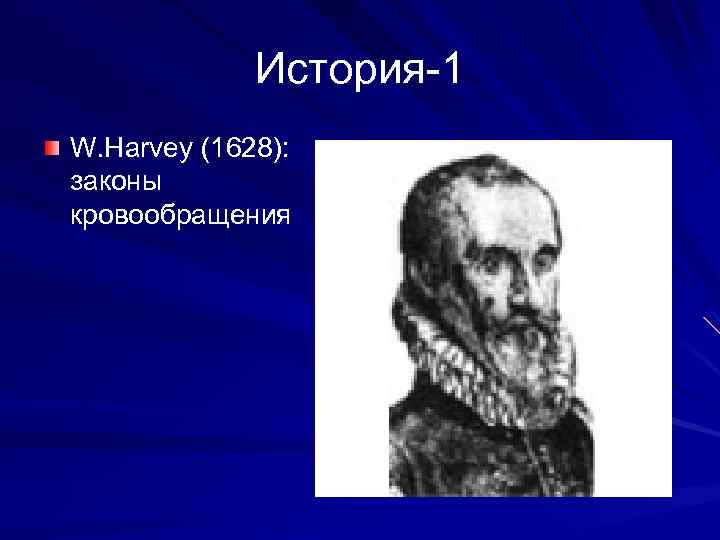 История-1 W. Harvey (1628): законы кровообращения 