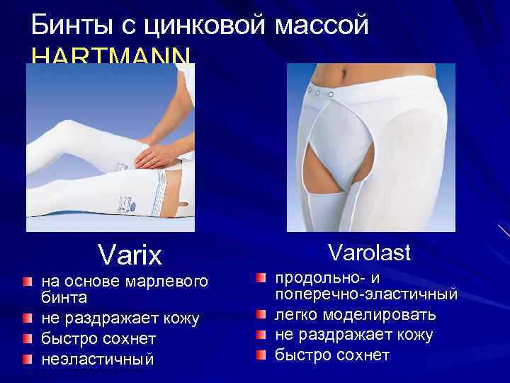 Бинты с цинковой массой HARTMANN Varix на основе марлевого бинта не раздражает кожу быстро