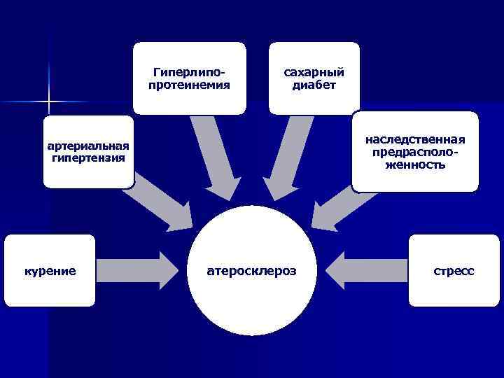 Гиперлипопротеинемия сахарный диабет наследственная предрасположенность артериальная гипертензия курение атеросклероз стресс 