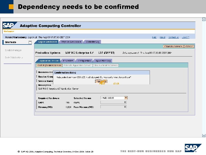 Dependency needs to be confirmed ã SAP AG 2004, Adaptive Computing, Technical Overview, 01