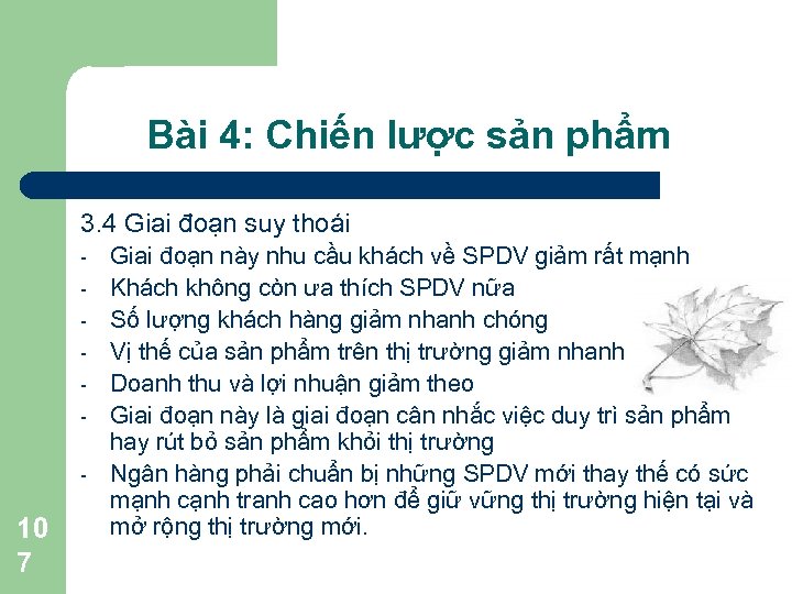 Bài 4: Chiến lược sản phẩm 3. 4 Giai đoạn suy thoái - 10