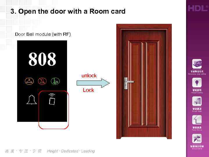 3. Open the door with a Room card Door Bell module (with RF) unlock