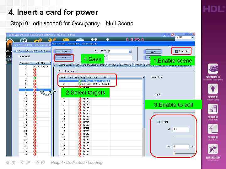 4. Insert a card for power Step 10: edit scene 8 for Occupancy –