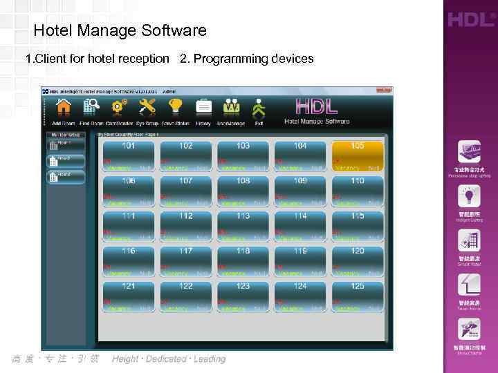 Hotel Manage Software 1. Client for hotel reception 2. Programming devices 