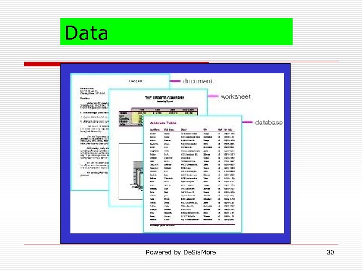 Data Powered by De. Sia. More 30 