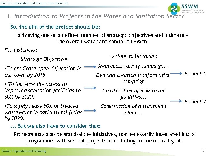 Find this presentation and more on: www. sswm. info. 1. Introduction to Projects in