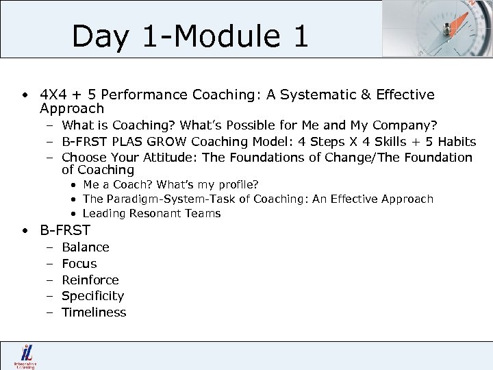 Day 1 -Module 1 • 4 X 4 + 5 Performance Coaching: A Systematic