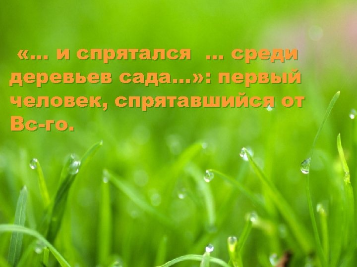  «… и спрятался … среди деревьев сада…» : первый человек, спрятавшийся от Вс-го.